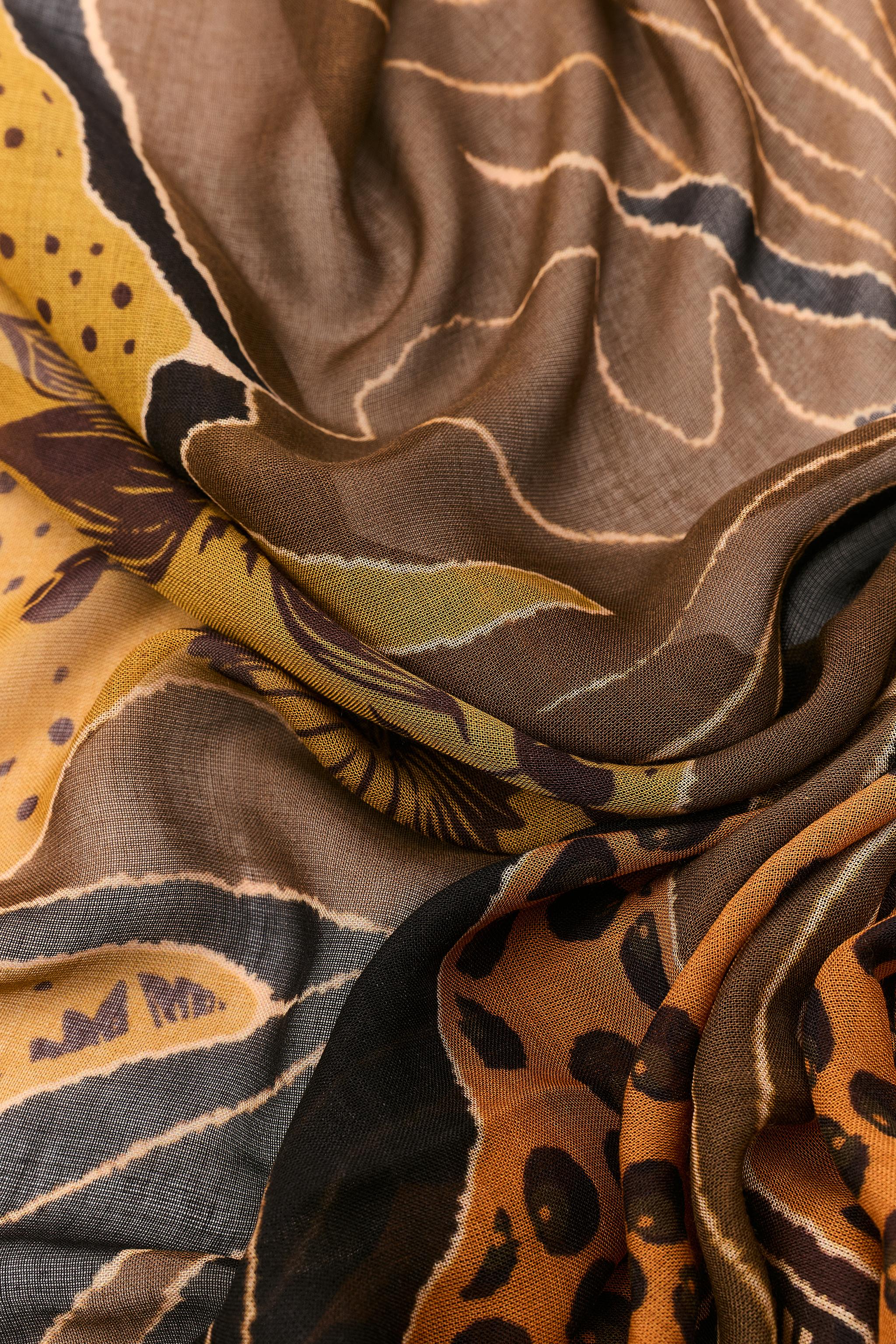 FLORAL PRINT MODAL SILK SCARF